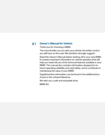 bmw x1 2011 2012 2013 2014 2015 2016 & 2017 owners manual 